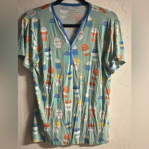 NWOT Little Sleepies Coffee Cup Print Shirt Womens Medium